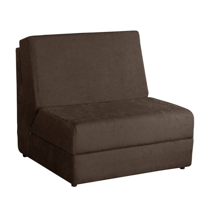 SofáCama Londres Solteiro sem Braços Suede Amassado Marrom