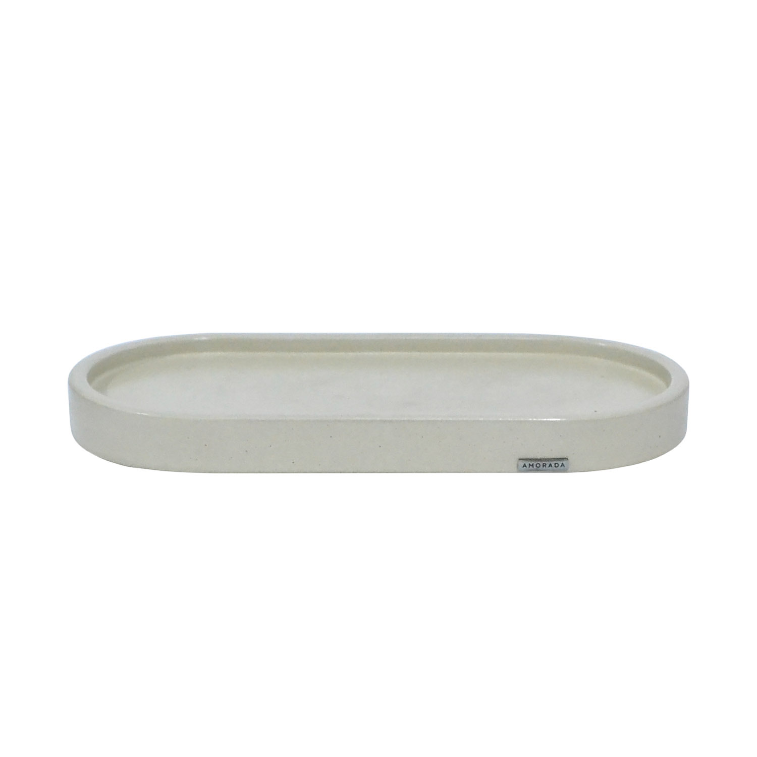 Bandeja Oval G em concreto - Creme