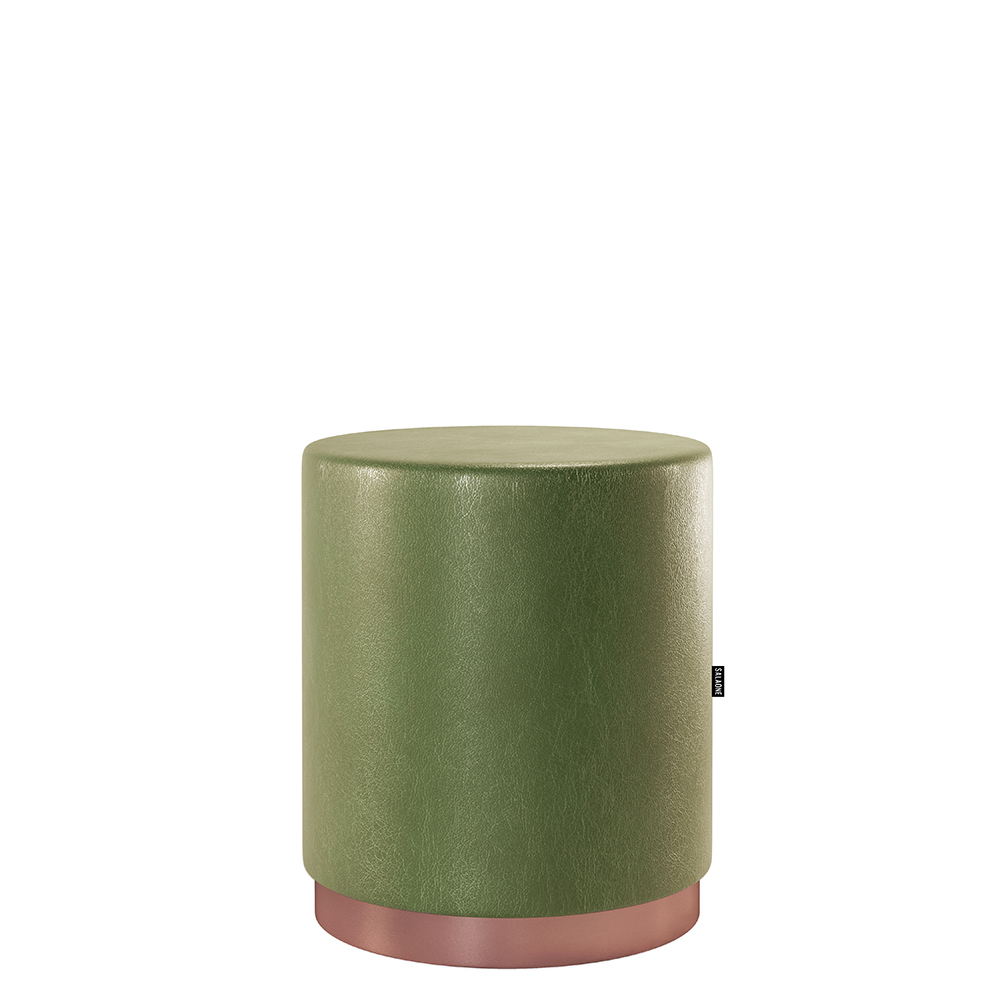 Banco Puff Estofado Redondo Decorativo Viena Verde Adz