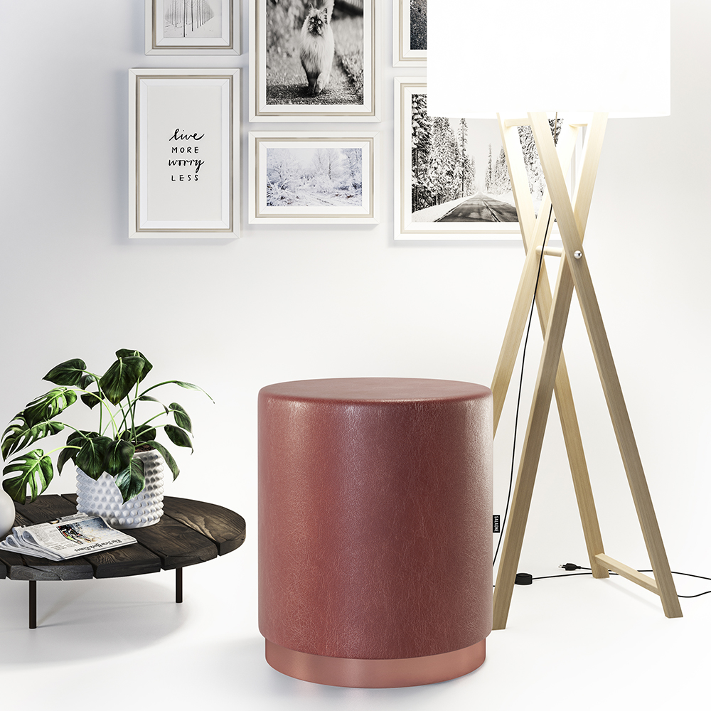 Kit 2 Banco Puff Redondo Decorativo Viena Telha - Adz
