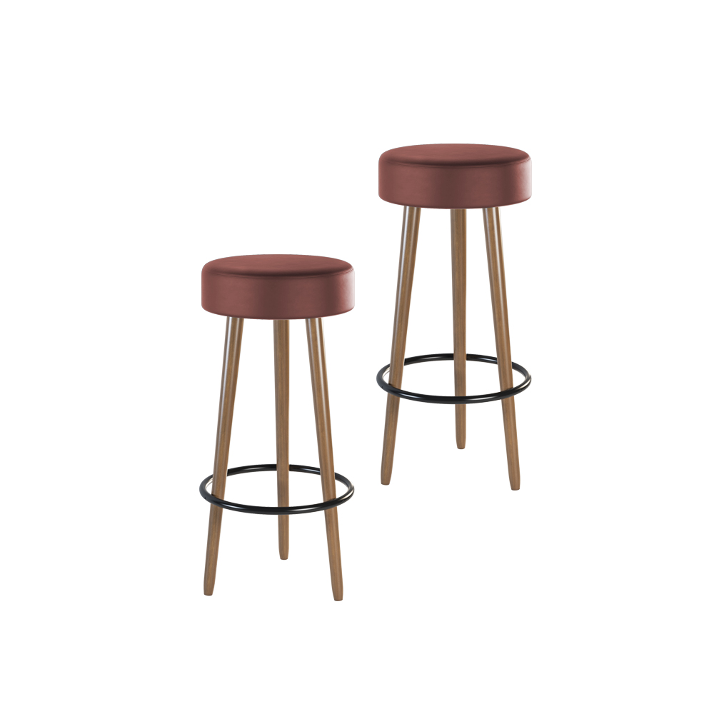 Kit 2 Banquetas Altas Estofadas Roma 70cm Telha - Adz