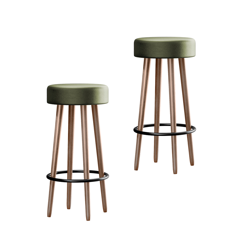 Kit 4 Banquetas Altas Estofadas Atenas 70cm Verde - Adz