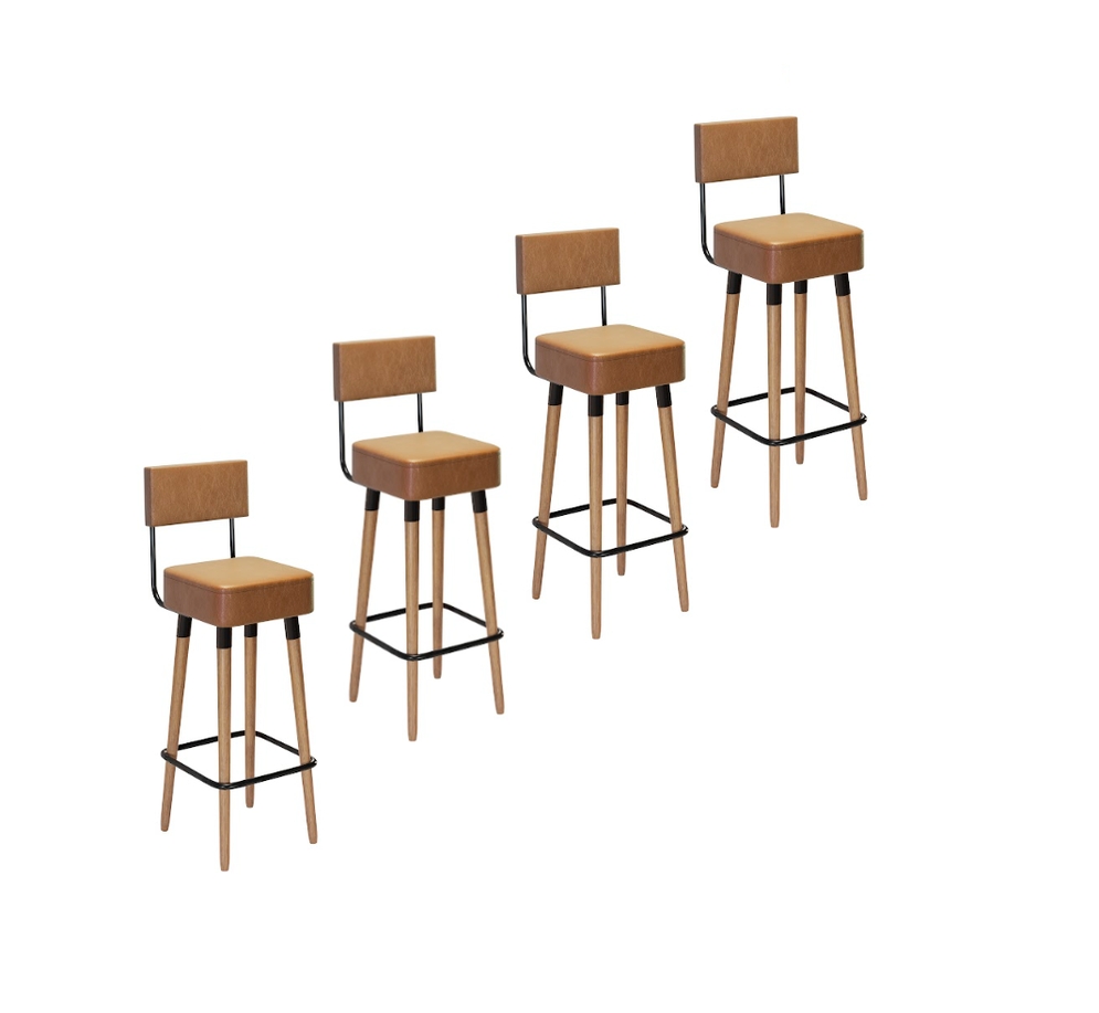 Kit 4 Banquetas Altas Estofadas Florença Amarula - Adz