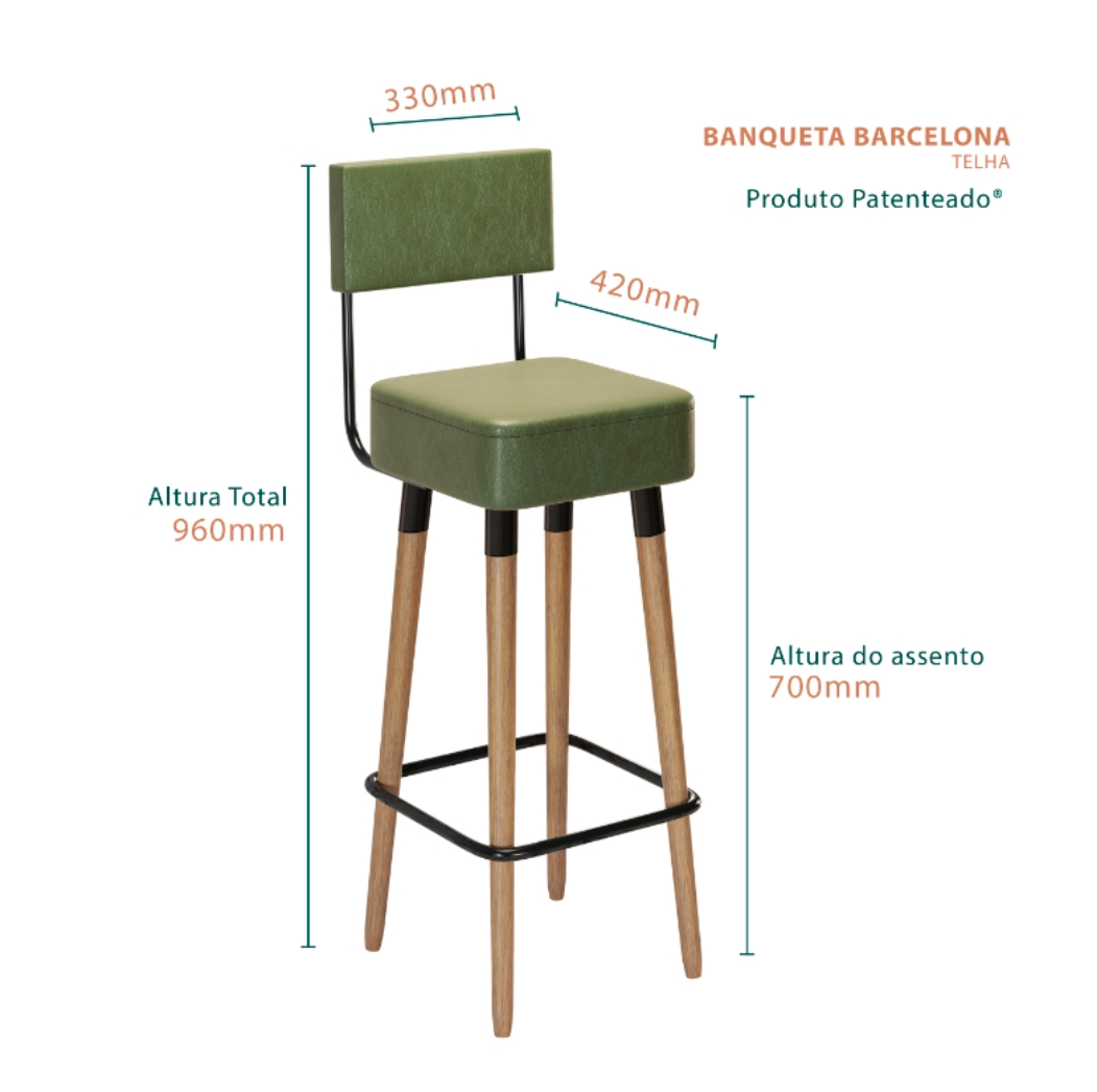Kit 4 Banquetas Altas Estofadas Florença Telha - Adz