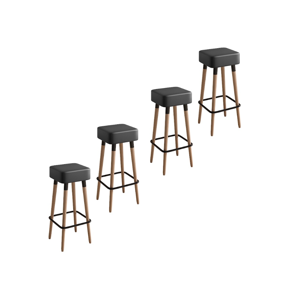 Kit 4 Banquetas Altas Estofadas Manila 70cm Preto - Adz