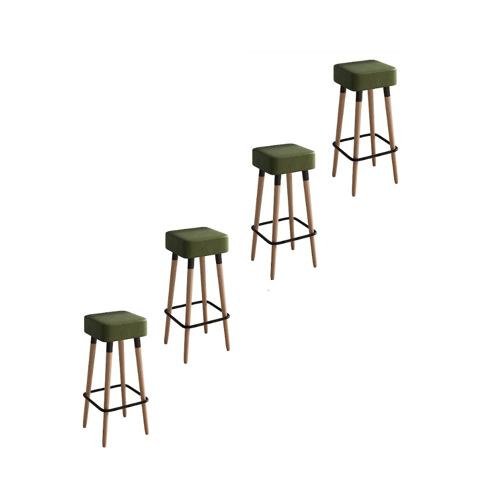Kit 4 Banquetas Altas Estofadas Manila 70cm Verde - Adz