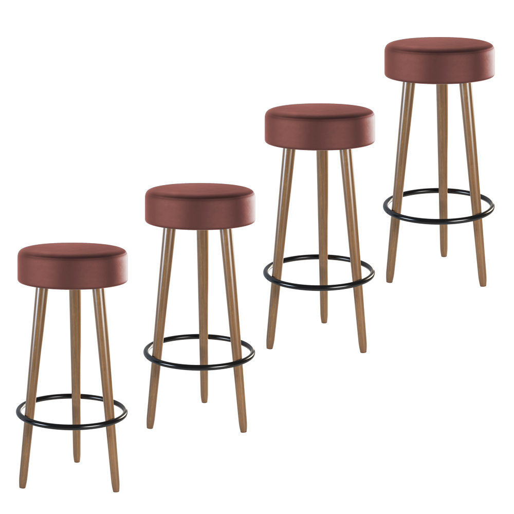 Kit 4 Banquetas Altas Estofadas Roma 70cm Telha - Adz
