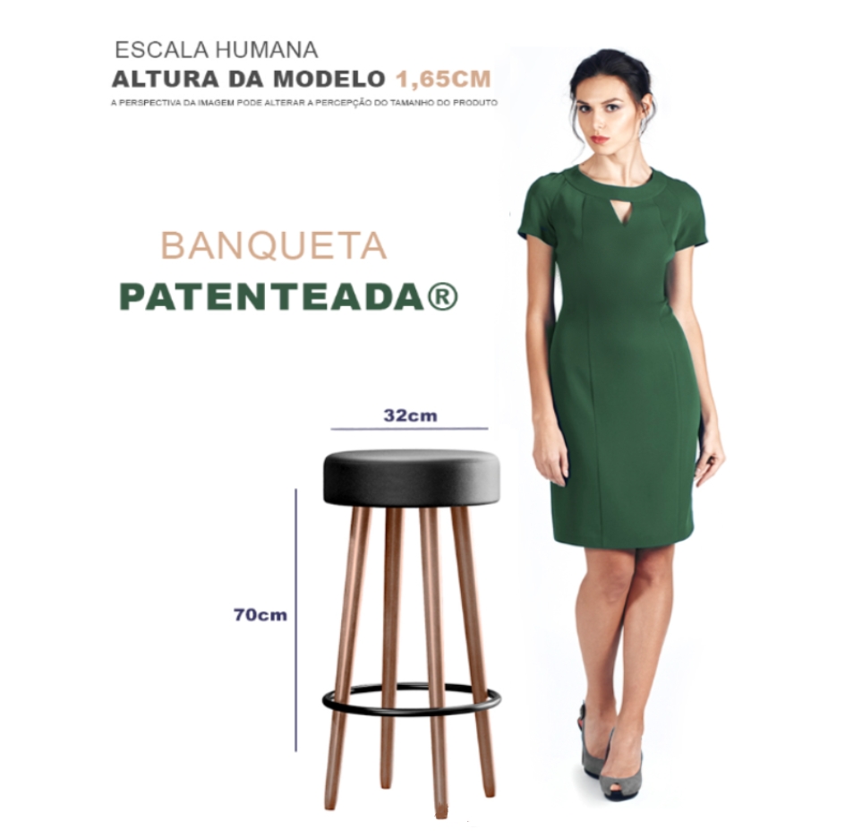 Kit 6 Banquetas Altas Estofadas Atenas 70cm Preto - Adz
