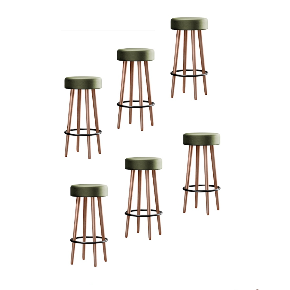 Kit 6 Banquetas Altas Estofadas Atenas 70cm Verde - Adz