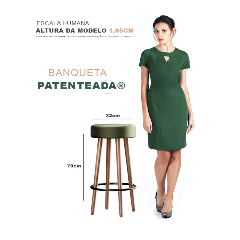 Kit 6 Banquetas Altas Estofadas Atenas 70cm Verde - Adz