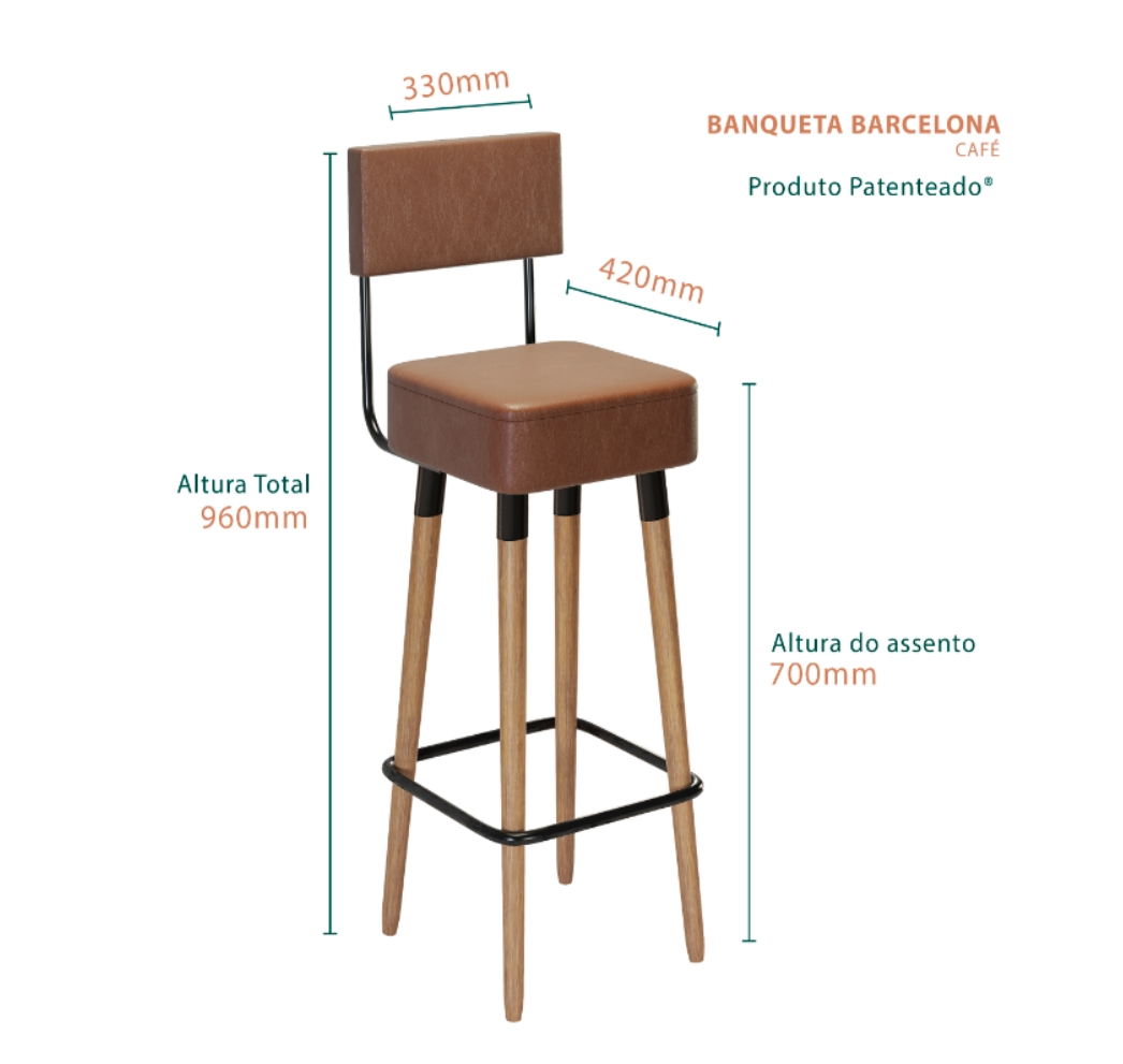 Kit 6 Banquetas Altas Estofadas Florença Amarula - Adz