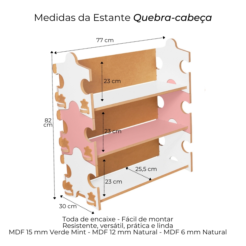 Estante Infantil Quebra-cabeça Verde