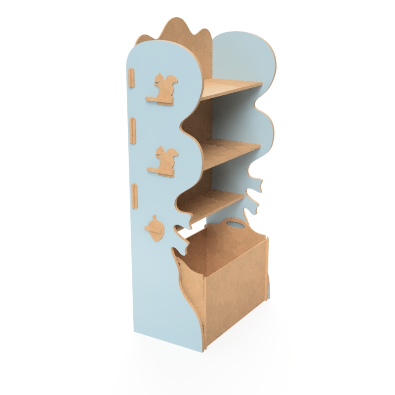 Estante Livreiro Infantil de Encaixe com Organizador de Brinquedos Natureza Azul