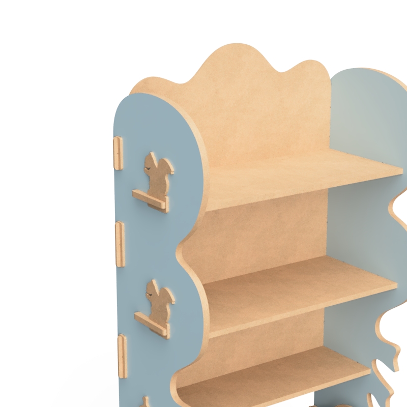 Estante Livreiro Infantil de Encaixe com Organizador de Brinquedos Natureza Azul