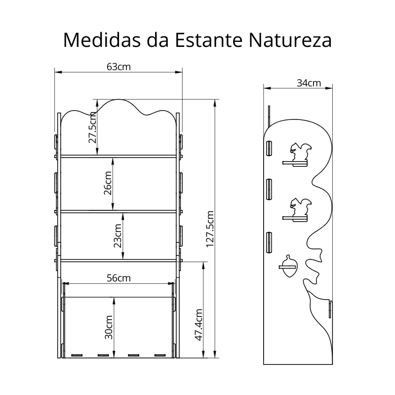 Estante Livreiro Infantil de Encaixe com Organizador de Brinquedos Natureza Rosa