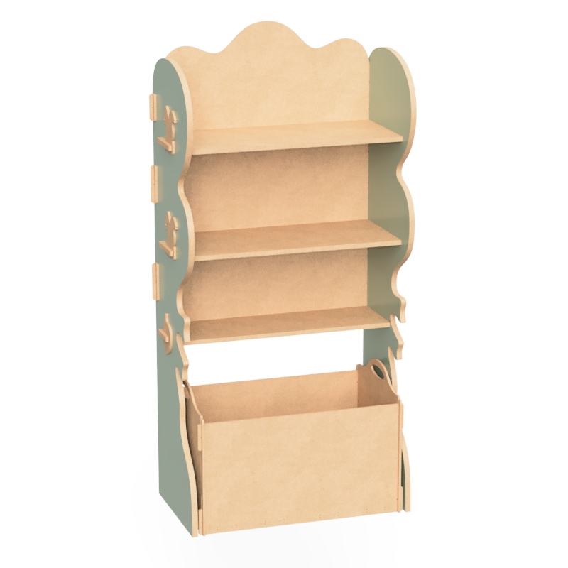 Estante Livreiro Infantil de Encaixe com Organizador de Brinquedos Natureza Verde