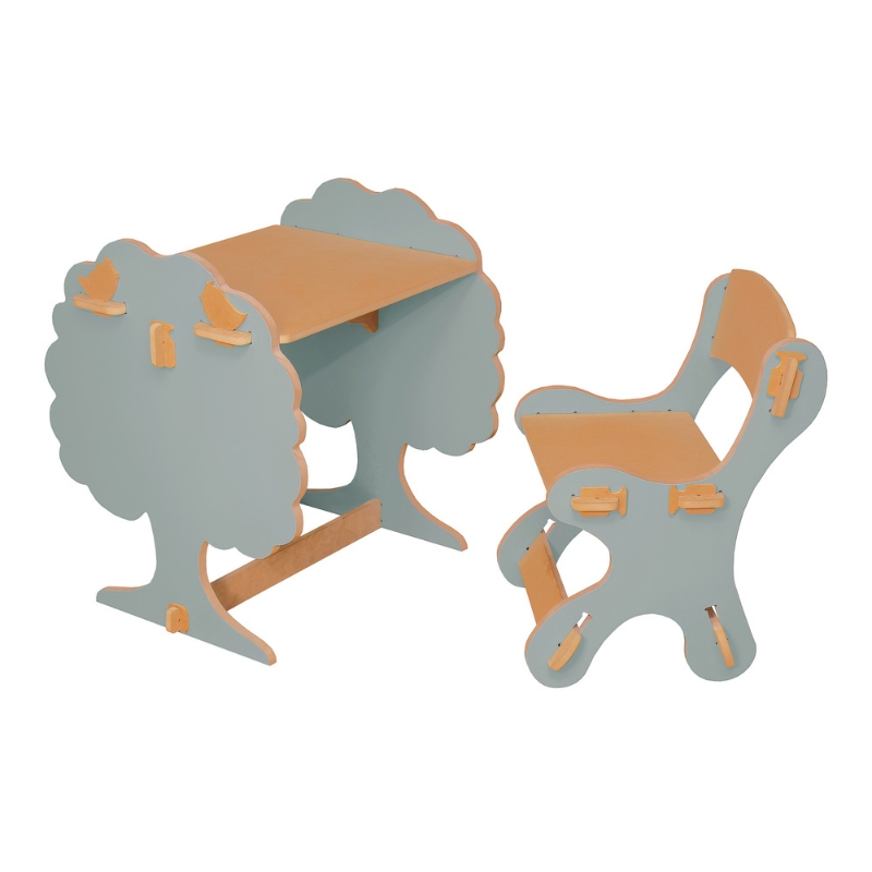 Mesa e Cadeira Infantil de Encaixe Natureza Azul