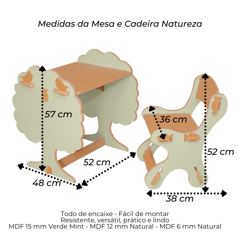 Mesa e Cadeira Infantil de Encaixe Natureza Azul
