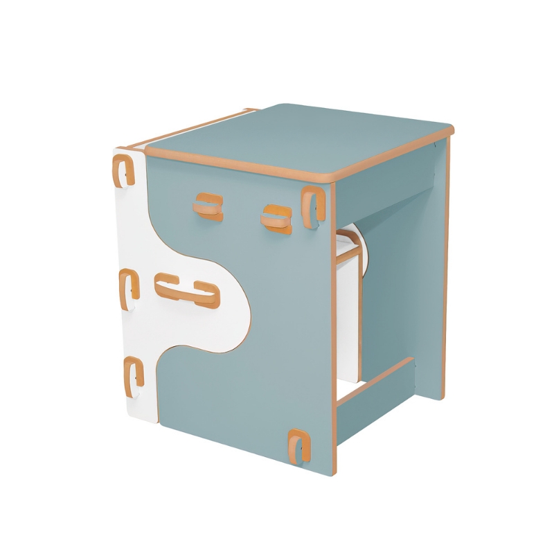 Mesa e Cadeira Infantil de Encaixe Quebra-cabeça Azul
