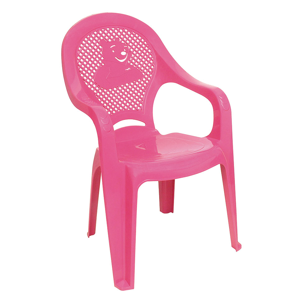 Cadeira de Plástico Infantil Decorada Rosa
