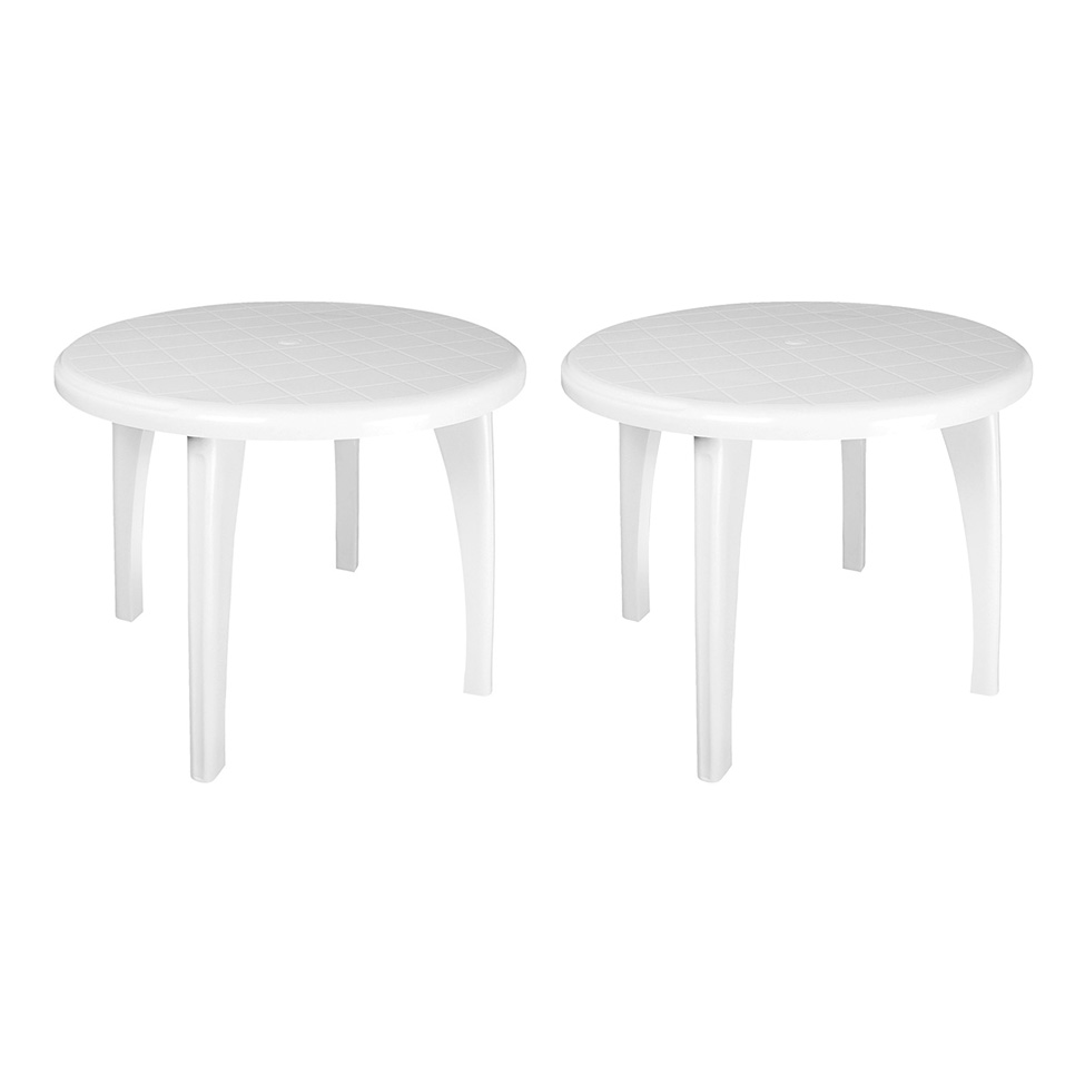 Conjunto com 2 Mesas Plásticas Redondas Penélope Branco