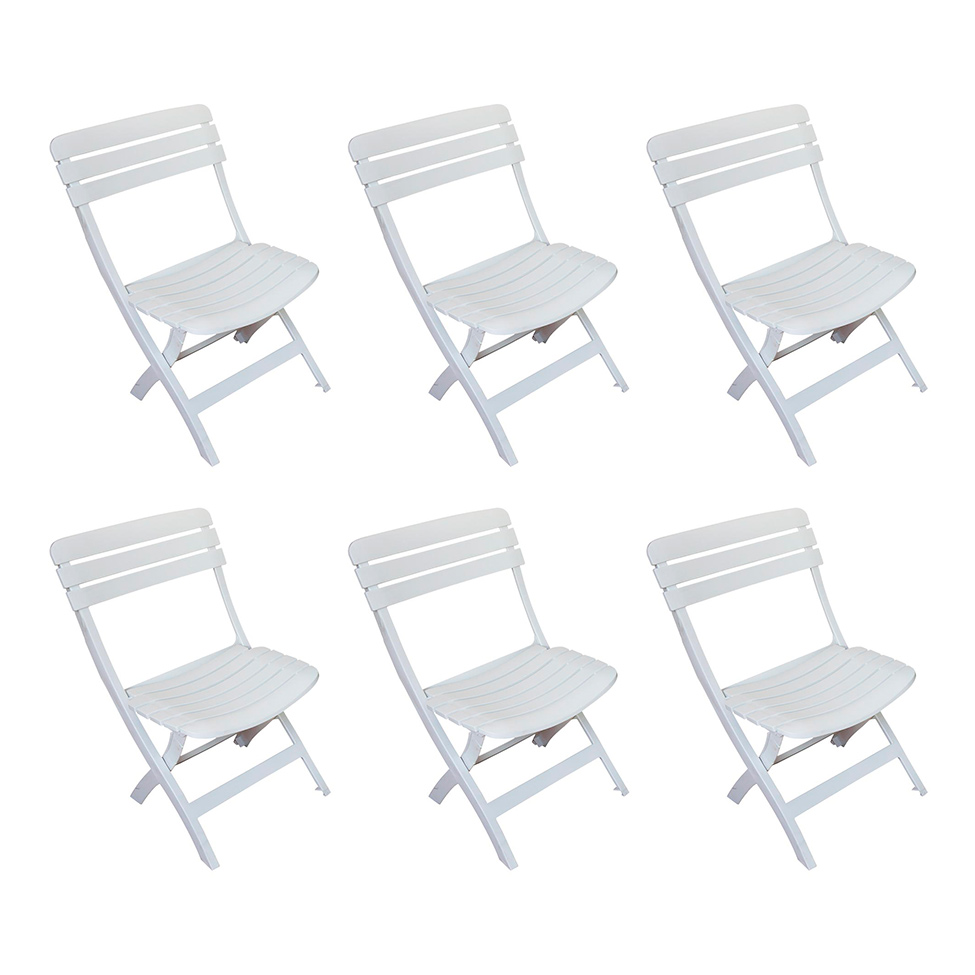 Conjunto com 6 Cadeiras Dobravél Ripada Diamantina Branco