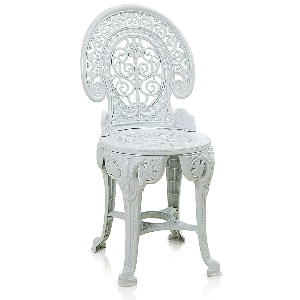 Conjunto de Mesa de Plástico Redonda 70cm e 2 Cadeiras Colonial Branco