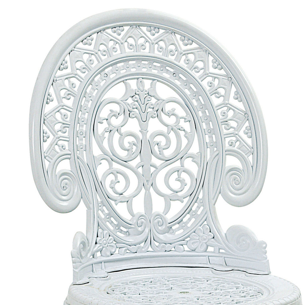 Conjunto de Mesa de Plástico Redonda 70cm e 2 Cadeiras Colonial Branco