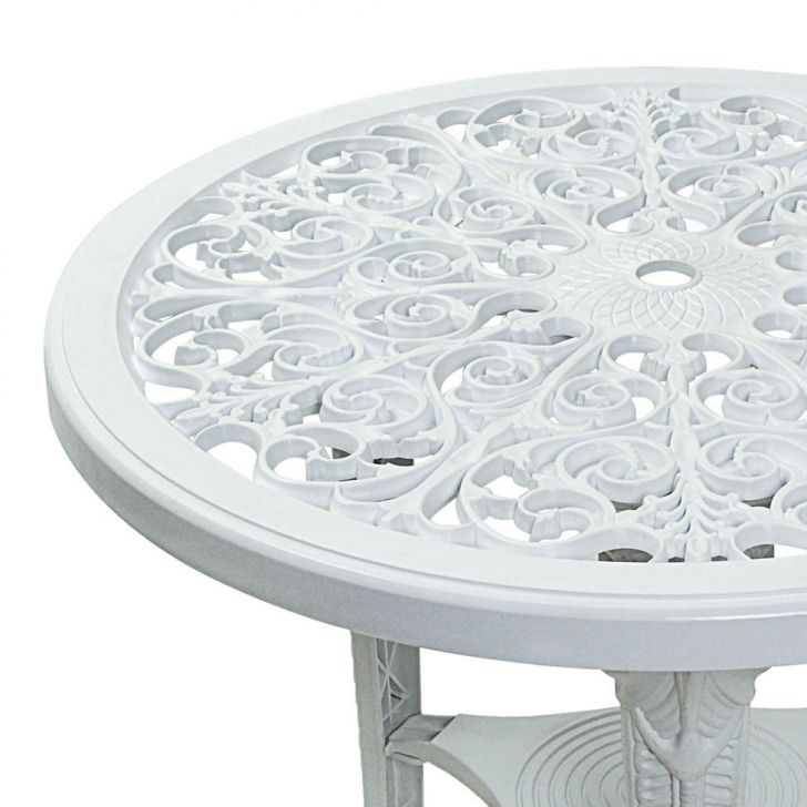 Conjunto de Mesa de Plástico Redonda 70cm e 4 Cadeiras Colonial Branco