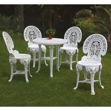 Conjunto de Mesa de Plástico Redonda 70cm e 4 Cadeiras Colonial Branco Menor preço em Conjunto de Mesa de Plástico Redonda 70cm e 4 Cadeiras Colonial Branco