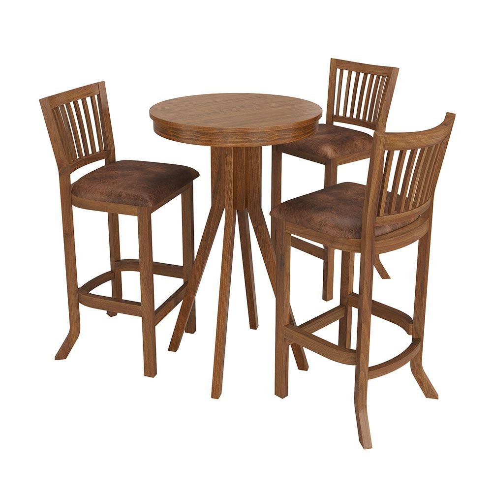 Conjunto Mesa Bistrô com 3 Banquetas Sevilha Amêndoa