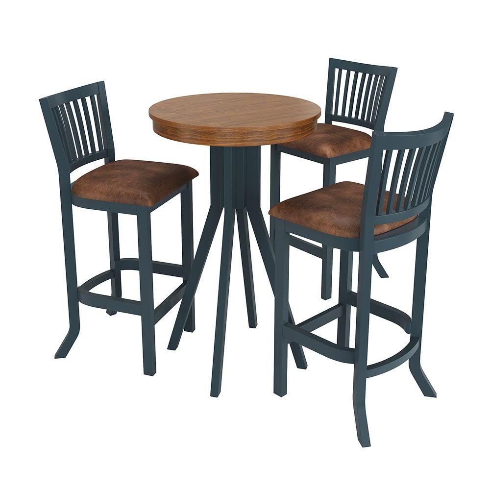 Conjunto Mesa Bistrô com 3 Banquetas Sevilha Azul Petróleo