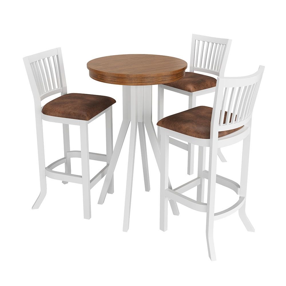 Conjunto Mesa Bistrô com 3 Banquetas Sevilha Branco