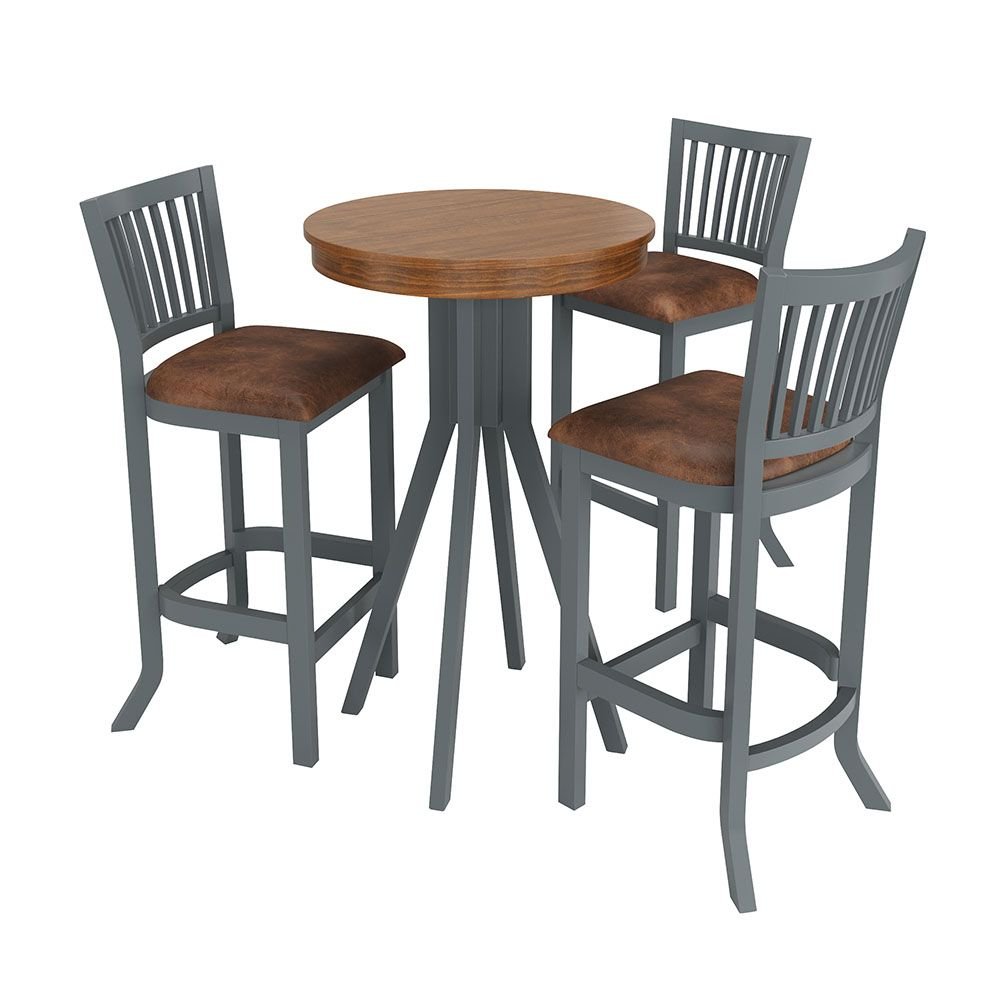 Conjunto Mesa Bistrô com 3 Banquetas Sevilha Cinza