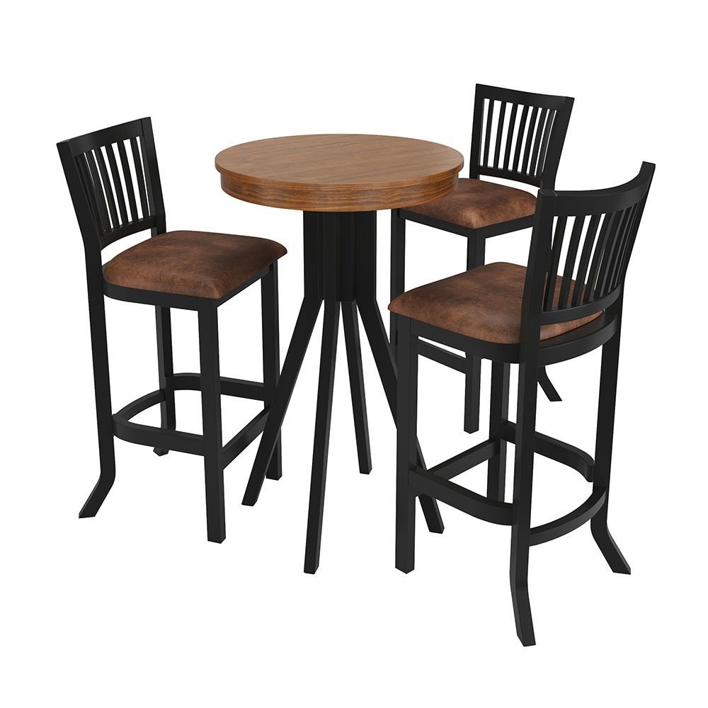 Conjunto Mesa Bistrô com 3 Banquetas Sevilha Preto