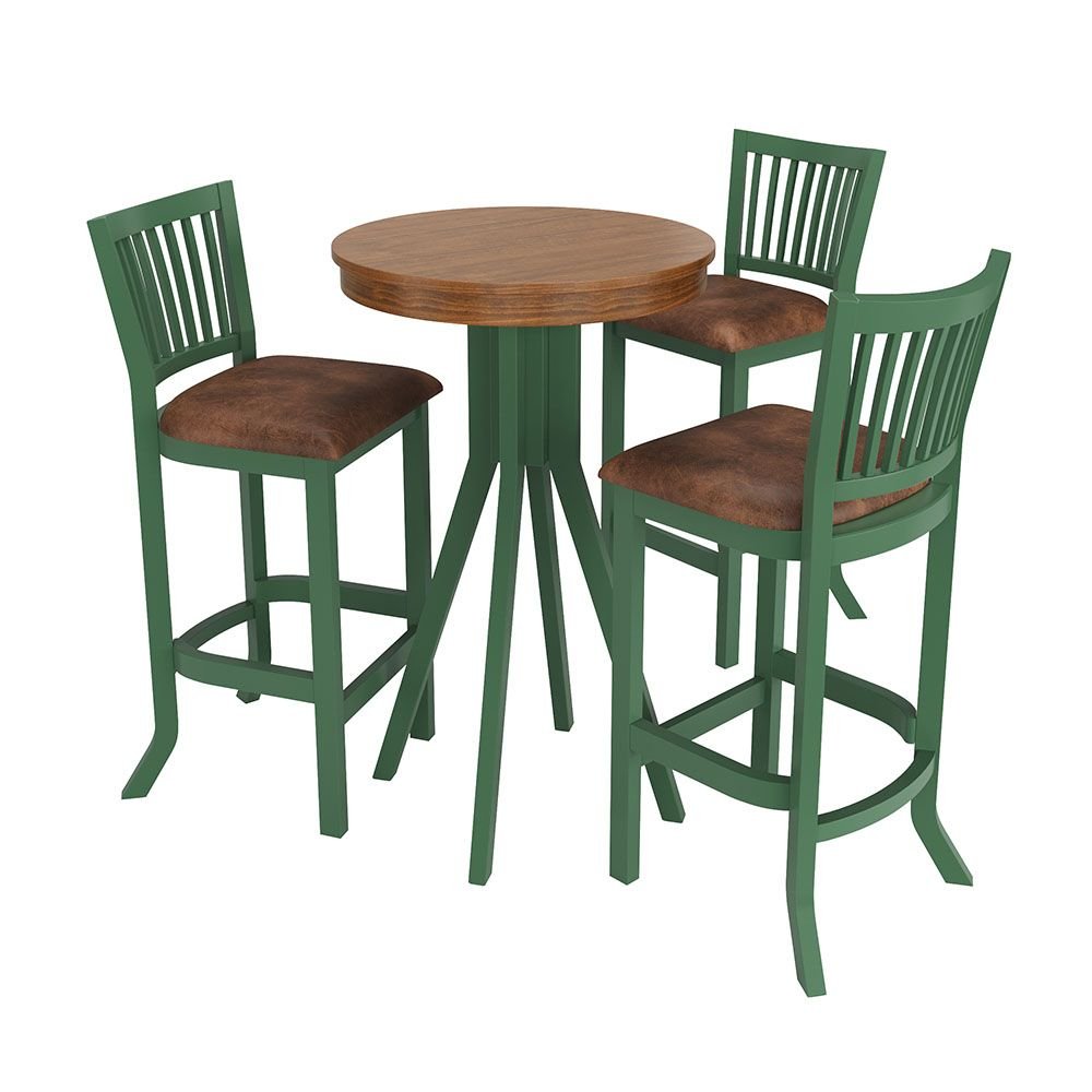 Conjunto Mesa Bistrô com 3 Banquetas Sevilha Verde