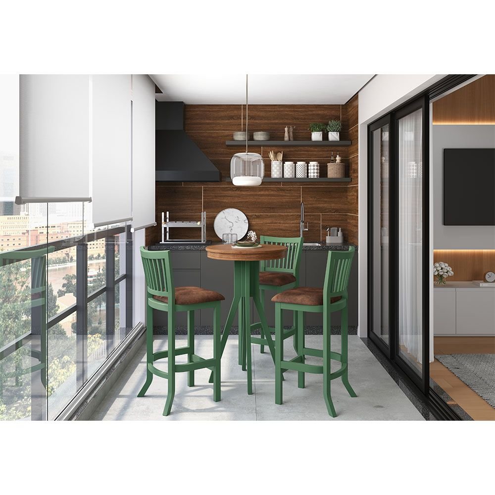 Conjunto Mesa Bistrô com 3 Banquetas Sevilha Verde