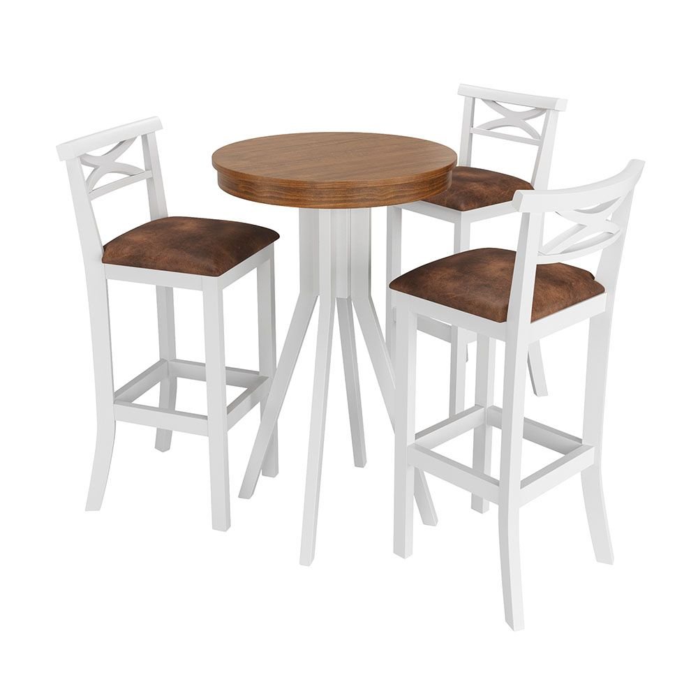 Conjunto Mesa Bistrô com 3 Banquetas Valência Branco