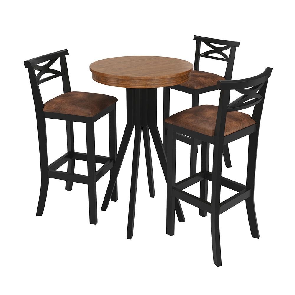 Conjunto Mesa Bistrô com 3 Banquetas Valência Preto