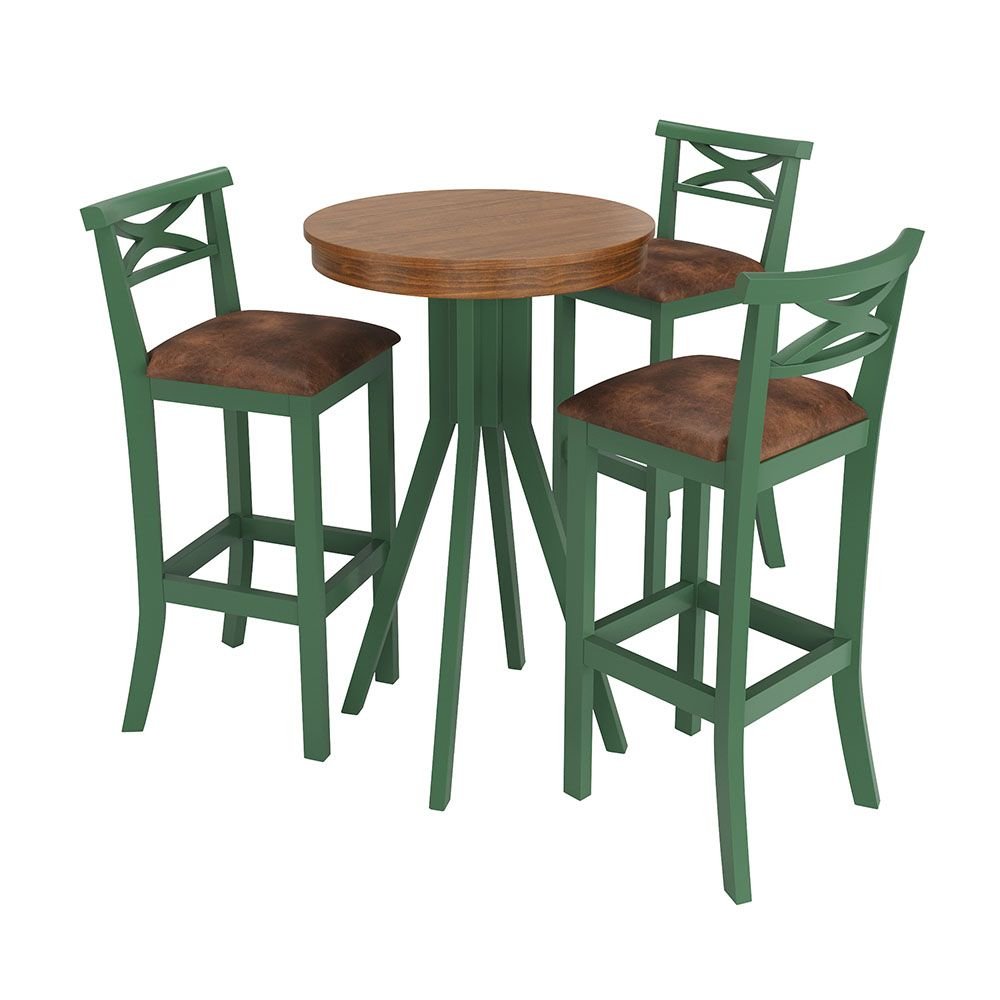 Conjunto Mesa Bistrô com 3 Banquetas Valência Verde