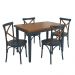 Conjunto Sala de Jantar e Cozinha Com 4 Cadeiras X Madeira Maciça Azul Petróleo