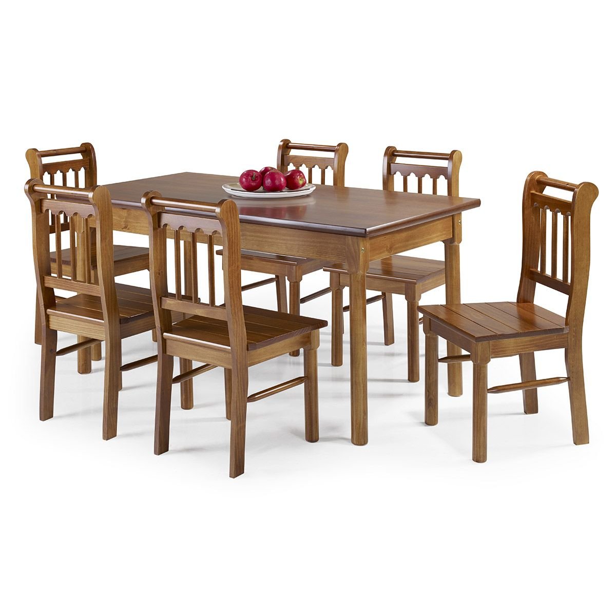 Conjunto Sala de Jantar e Cozinha Com 6 Cadeiras Madeira Maciça Mel