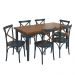 Conjunto Sala de Jantar e Cozinha Com 6 Cadeiras X Madeira Maciça Azul Petróleo