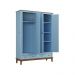 Guarda-Roupa Juvenil 4 Portas e 2 Gavetas - Madeira Maciça e MDF - AZUL