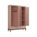 Guarda-Roupa Juvenil 4 Portas e 2 Gavetas - Madeira Maciça e MDF - Rosa