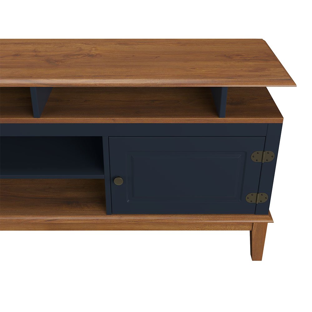 Rack de Madeira Maciça com 2P Base Elevada Azul Petróleo