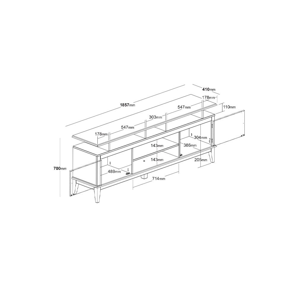 Rack de Madeira Maciça com 2P Base Elevada Azul Petróleo