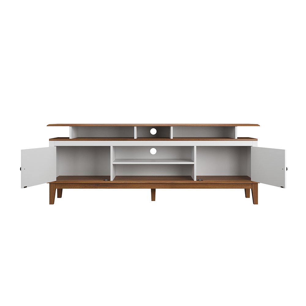 Rack de Madeira Maciça com 2P Base Elevada Branco