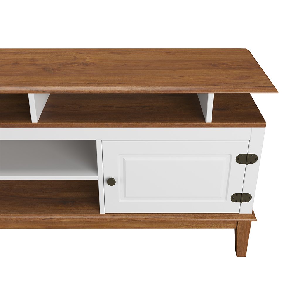 Rack de Madeira Maciça com 2P Base Elevada Branco