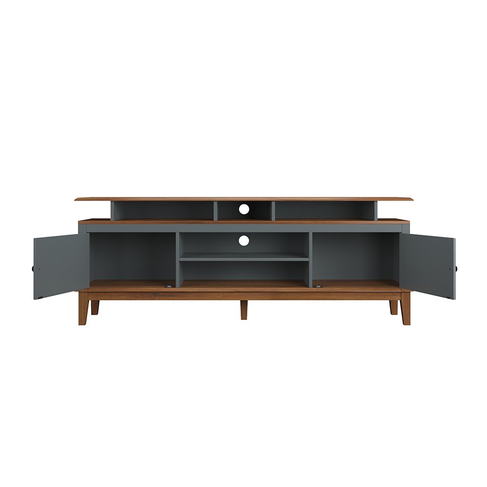 Rack de Madeira Maciça com 2P Base Elevada Cinza